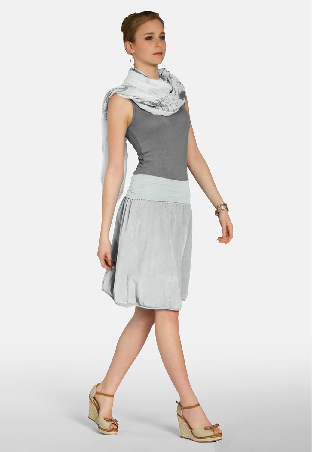 Caspar RO004 Damen Cord Rock Knielang 36-38 Hell Grau, 36-38 Hell Grau
