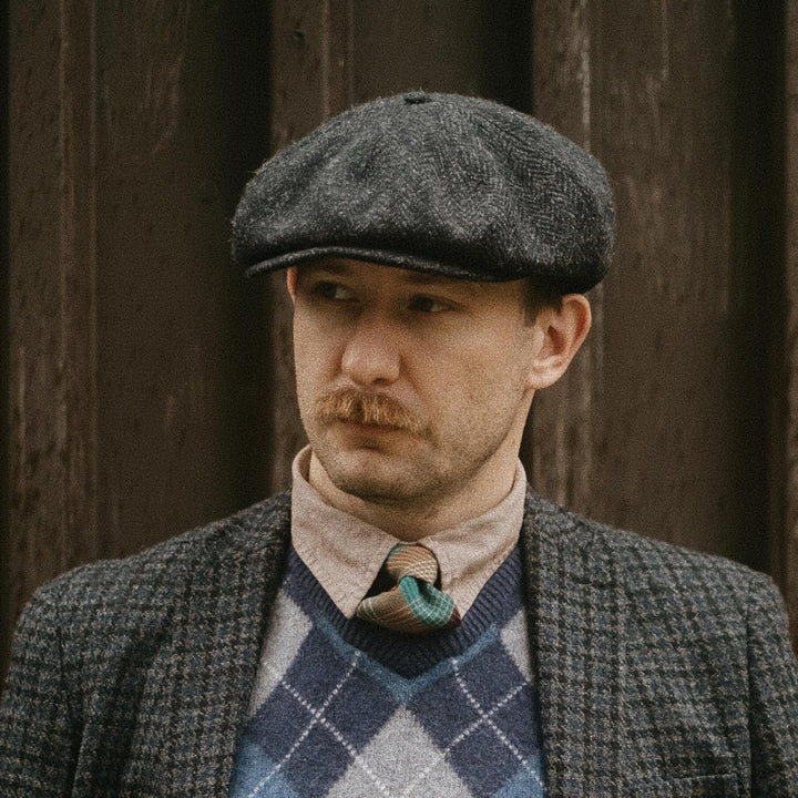 Sterkowski Peaky Style | Harris Tweed Schiebermütze für Herren | Warm Komfortabel Schirmmütze 54 Sch