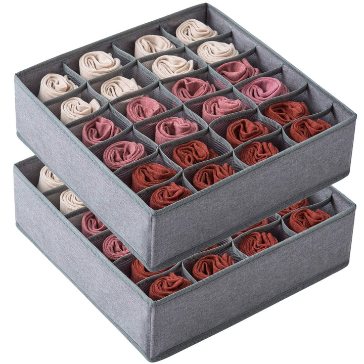 Qozary Schrank-Organizer für Socken, Schublade, 24 Zellen, faltbar, Schrank-Organizer Unterwäsche, A