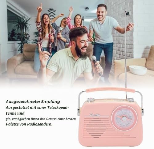 Tragbares Retro-Radio, AM-FM-Radio mit Bluetooth, Kurzwellenradio, Batteriebetrieben oder mit Wechse