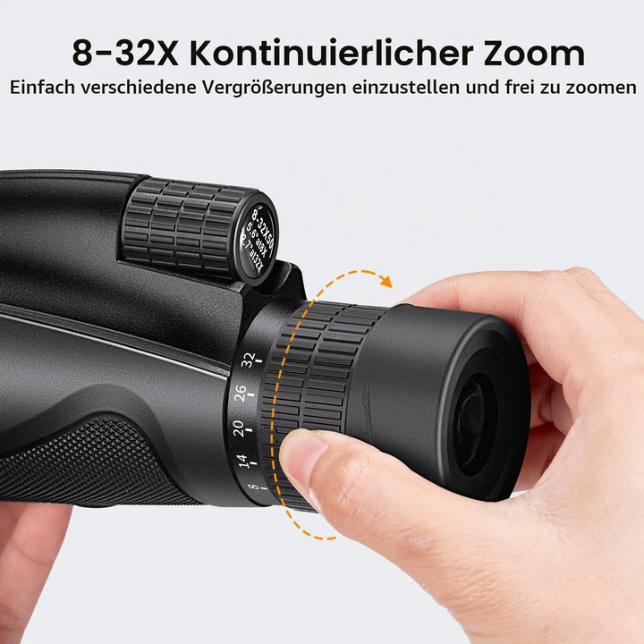 K&amp;F Concept 8-32X50 HD Monokular Teleskop Kontinuierlicher Zoom mit Mobiltelefonclip für Vogelbeobac