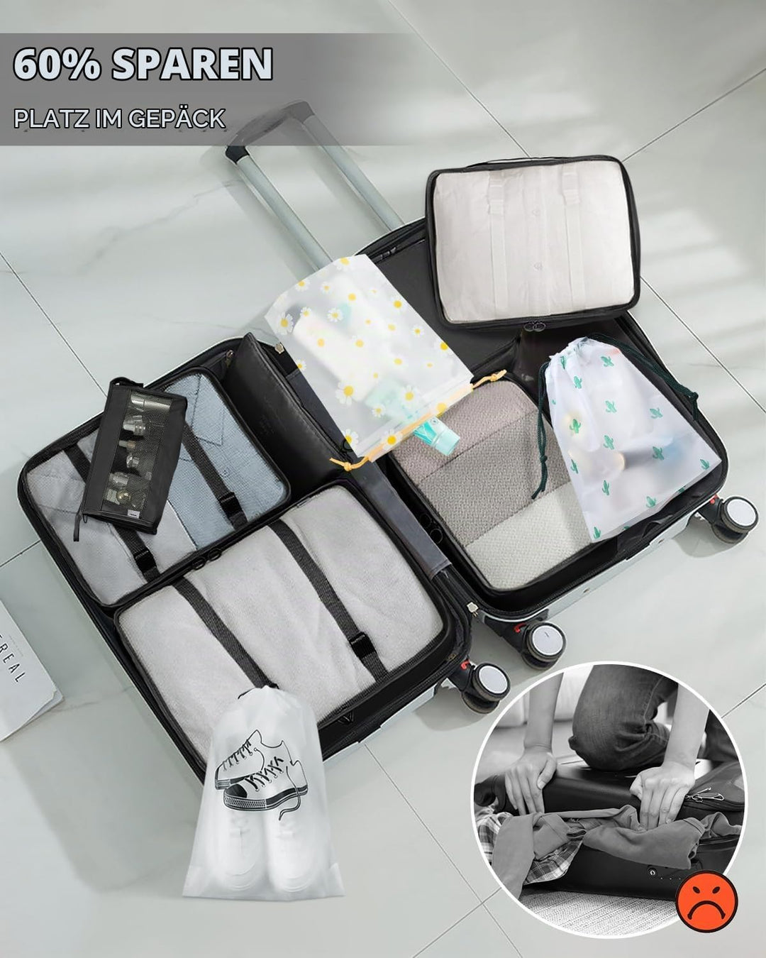 Koffer Organizer Set 18-teilig, Wasserdicht Packing Cubes, Multifunktionale Travel Packwürfel, Koffe