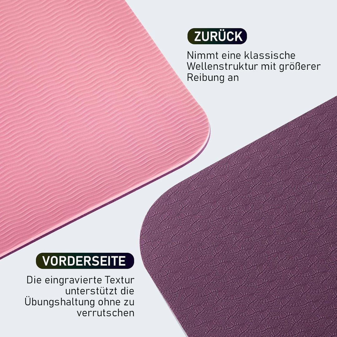 Yogamatte Rutschfest, Gymnastikmatte Mit Tragegurt, Sportmatte Für Fitnessstudio, Zuhause, Reisen, 1