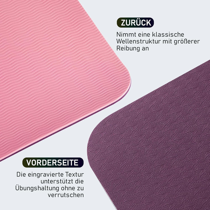 Yogamatte Rutschfest, Gymnastikmatte Mit Tragegurt, Sportmatte Für Fitnessstudio, Zuhause, Reisen, 1