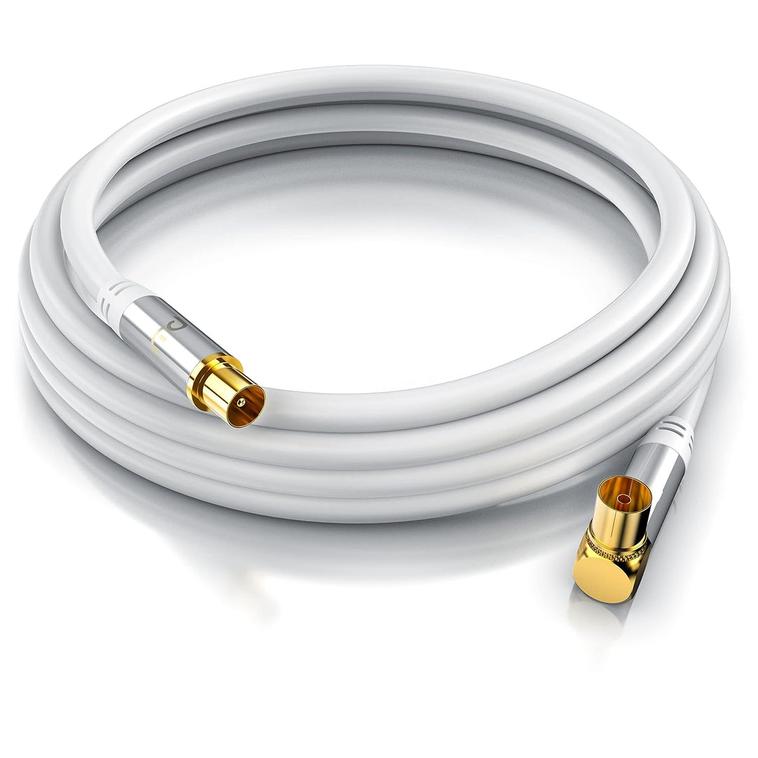 CSL - Antennenkabel gewinkelt 8k 4k HDTV - 5m Meter Antennen kabel - Kupplung 90° Winkel zu Stecker