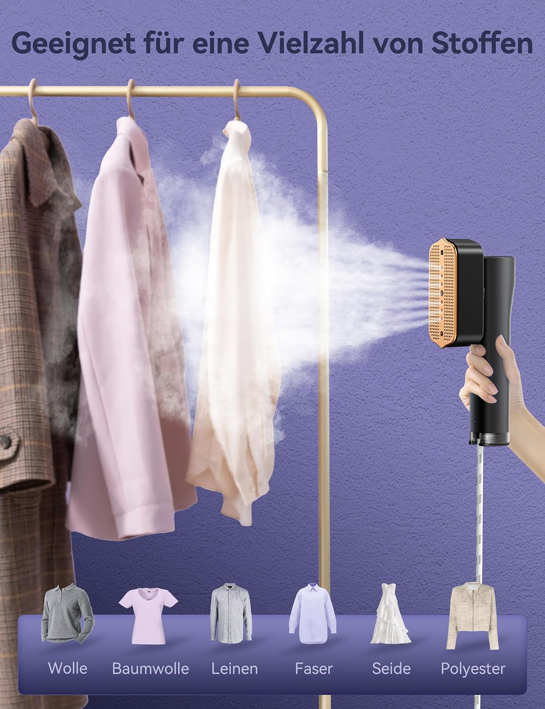 Sundu Dampfglätter, Steamer für Kleidung, 2-in-1 Reisebügeleisen Steam iron, 15s schnelles Aufheizen