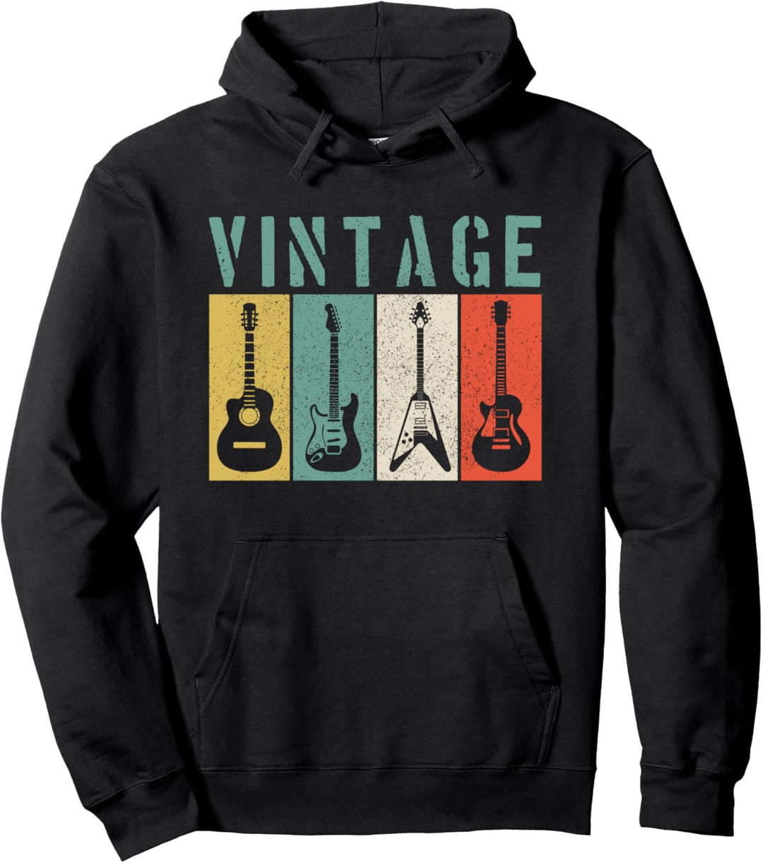 Gitarre Vintage Retro Musiker Gitarrist Geschenk Pullover Hoodie