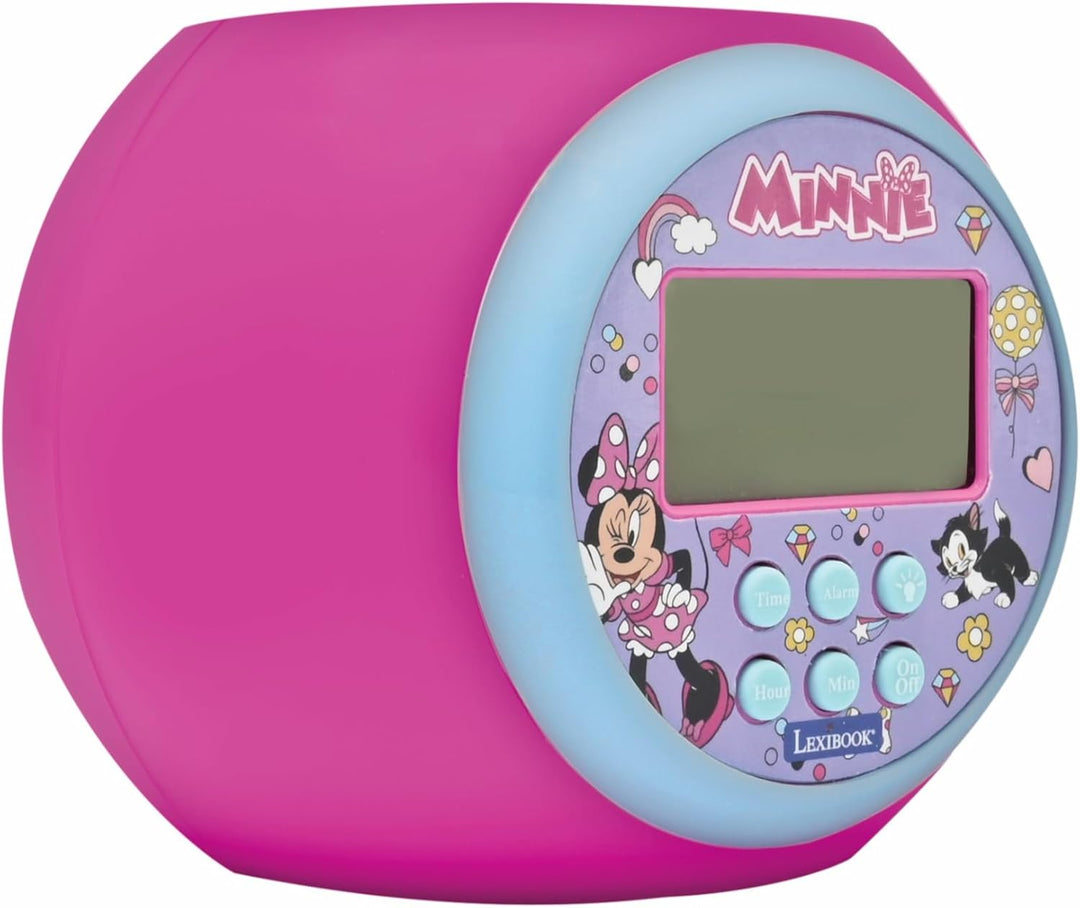 Lexibook, Disney Minnie, Projektor-Wecker mit Weck- und Schlummerfunktion, Nachtlicht mit Timer, LCD
