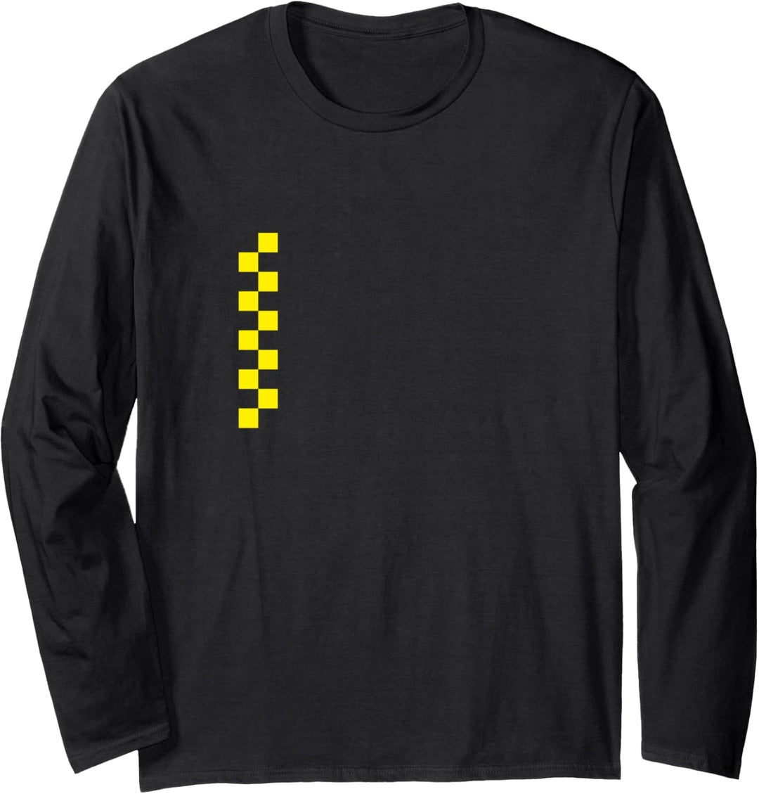 Schwarz / Gelb Taxi Streifen Akkordeon Knopfbrett Langarmshirt