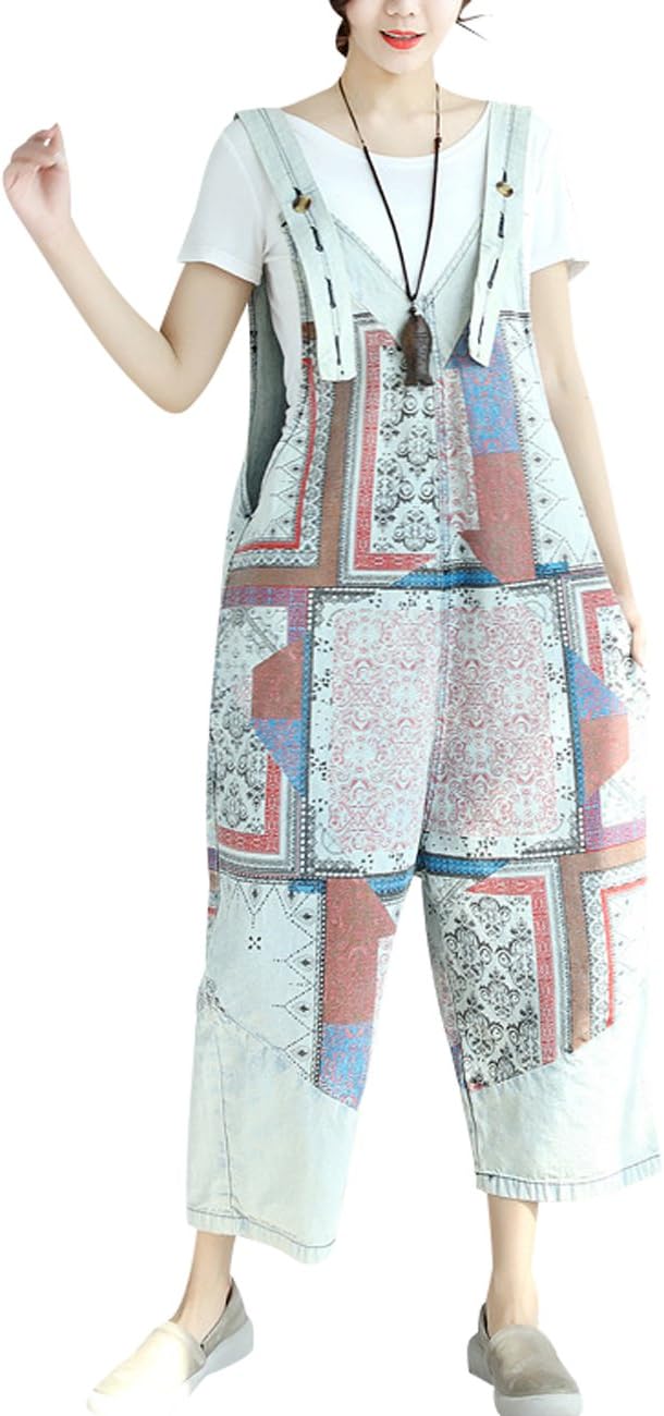 Youlee Damen Breites Bein Hose Denim Latzhose Overall Hosen Stil 19 Weiss, Stil 19 Weiss