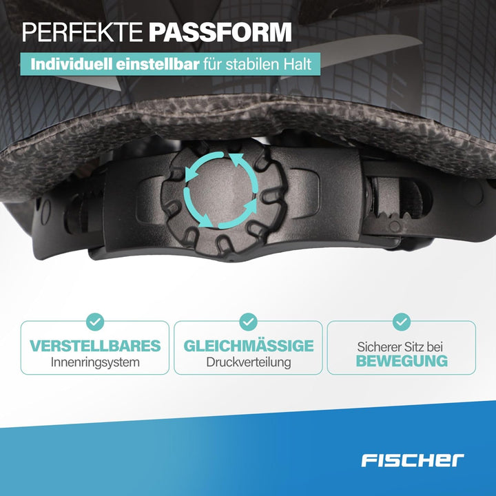 Fischer Erwachsene Fahrradhelm, Radhelm, Cityhelm Urban Plus, S/M oder L/XL, mit integriertem LED-Rü