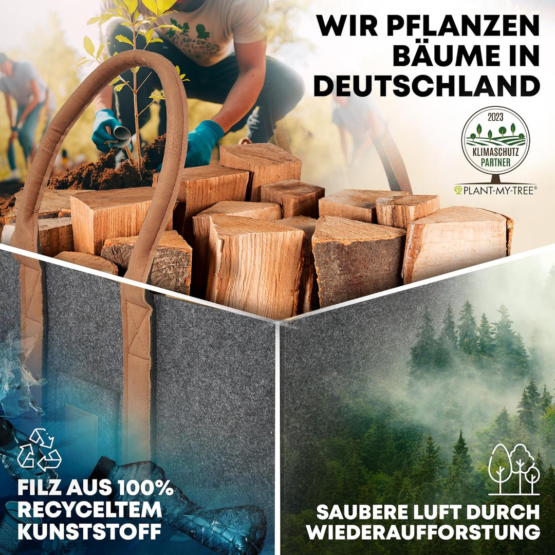 OAKAGE® Einkaufstasche Faltbar Filztasche Shopper Holzkorb für Kaminholz Gross Kaminholzkorb Filzkor