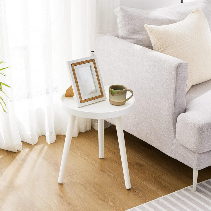 APICIZON Beistelltisch Weiss Rund, Kleiner Tisch, 38 x 45cm, Wohnzimmertisch, Nachttisch mit Beinen