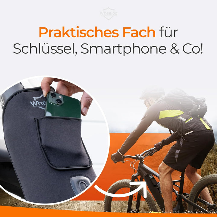 E-Bike Akku Schutzhülle mit Flaschenhalter Öffnung I Ebike Schutz mit Reissverschluss + Tasche I für