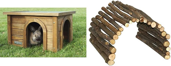 Kerbl Nagerhaus für Kanninchen (Haus aus Spiesstanne, mit wetterfestem Bitumendach, Zwei Eingänge fü