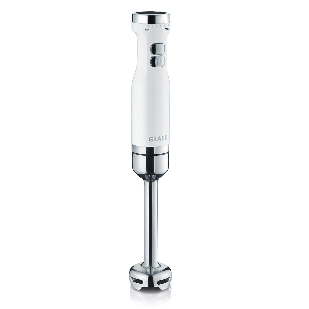 GRAEF Stabmixer HB501 Weiss – 800 Watt, stufenlose Regelung, Turbostufe, 4 Edelstahlklingen, Edelsta