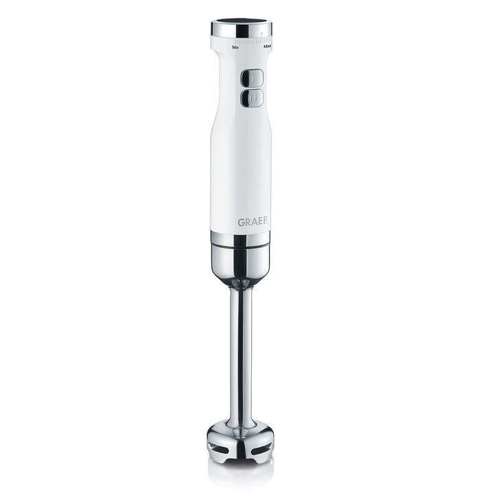 GRAEF Stabmixer HB501 Weiss – 800 Watt, stufenlose Regelung, Turbostufe, 4 Edelstahlklingen, Edelsta