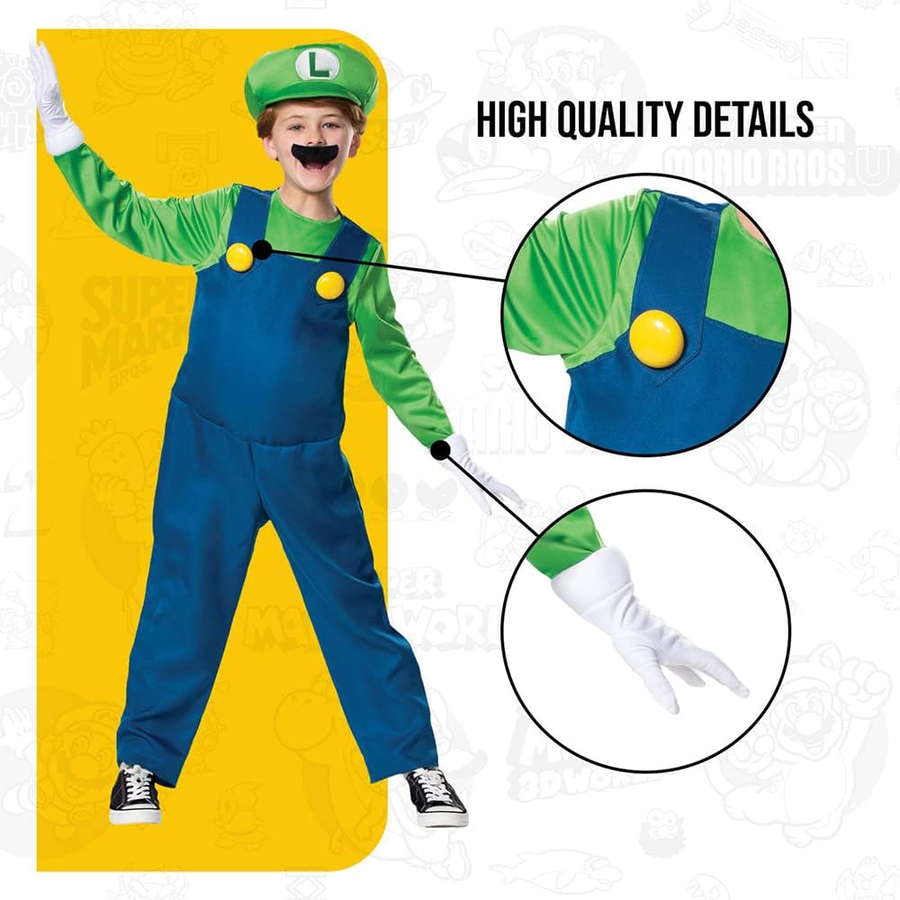 Super Mario Bros Jungen Luigi Deluxe Kids Luigi Kostum Einheitsgrösse Luigi, Einheitsgrösse Luigi