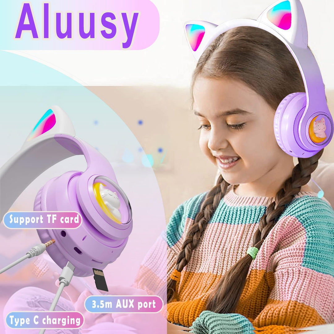 Kopfhörer Kinder Kinderkopfhörer, Kinderkopfhörer Bluetooth 5.3, Faltbare Kopfhörer Over Ear mit LED