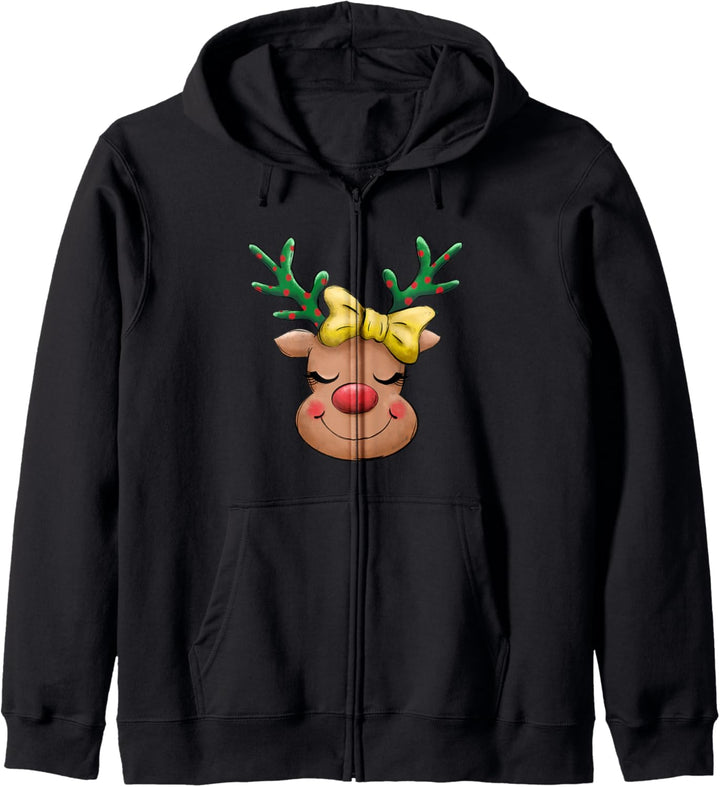 Süsser Elch Rentier Advent Familie Kinder Frohe Weihnachten Kapuzenjacke
