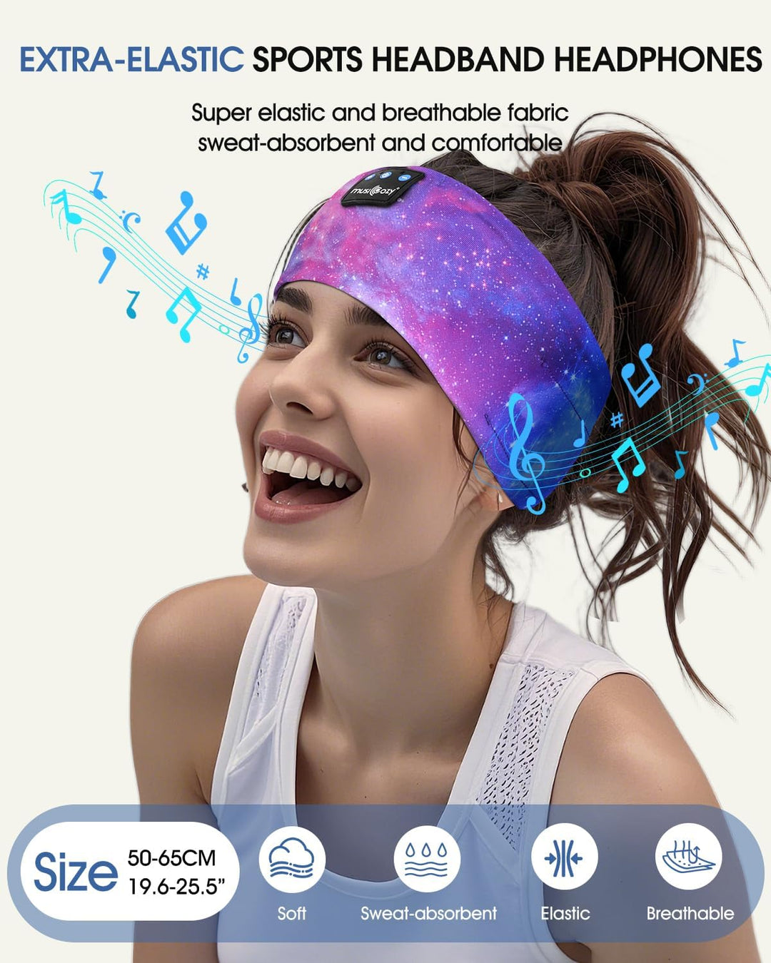 MUSICOZY Schlafkopfhörer Bluetooth 5.4, Bequem &amp; Ultraleicht Stirnband kopfhörer zum Schlafen mit Hi