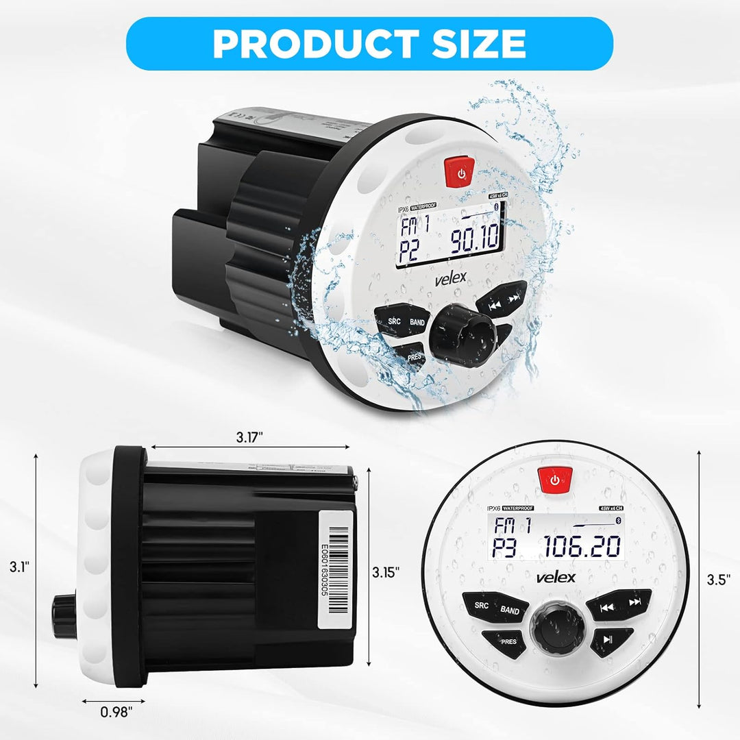 Wasserdicht Bluetooth Marine Stereo-Empfänger mit MP3 Player am DAB+/AM/FM Radio und USB für Streami