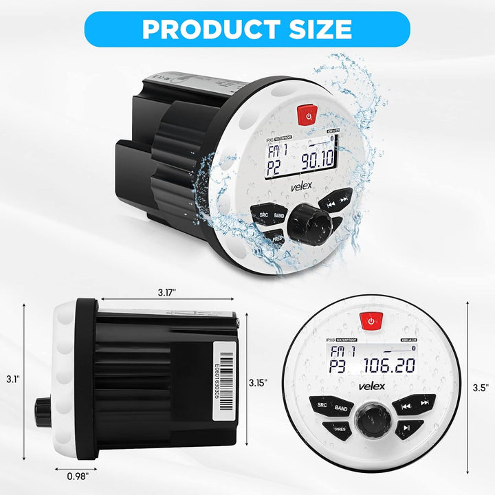 Wasserdicht Bluetooth Marine Stereo-Empfänger mit MP3 Player am DAB+/AM/FM Radio und USB für Streami