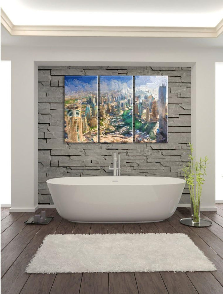 Pixxprint Dubai Hotel Burj al Arab als Leinwandbild/Grösse: 3 Teilig (120x80 cm) cm/Wandbild/Kunstdr