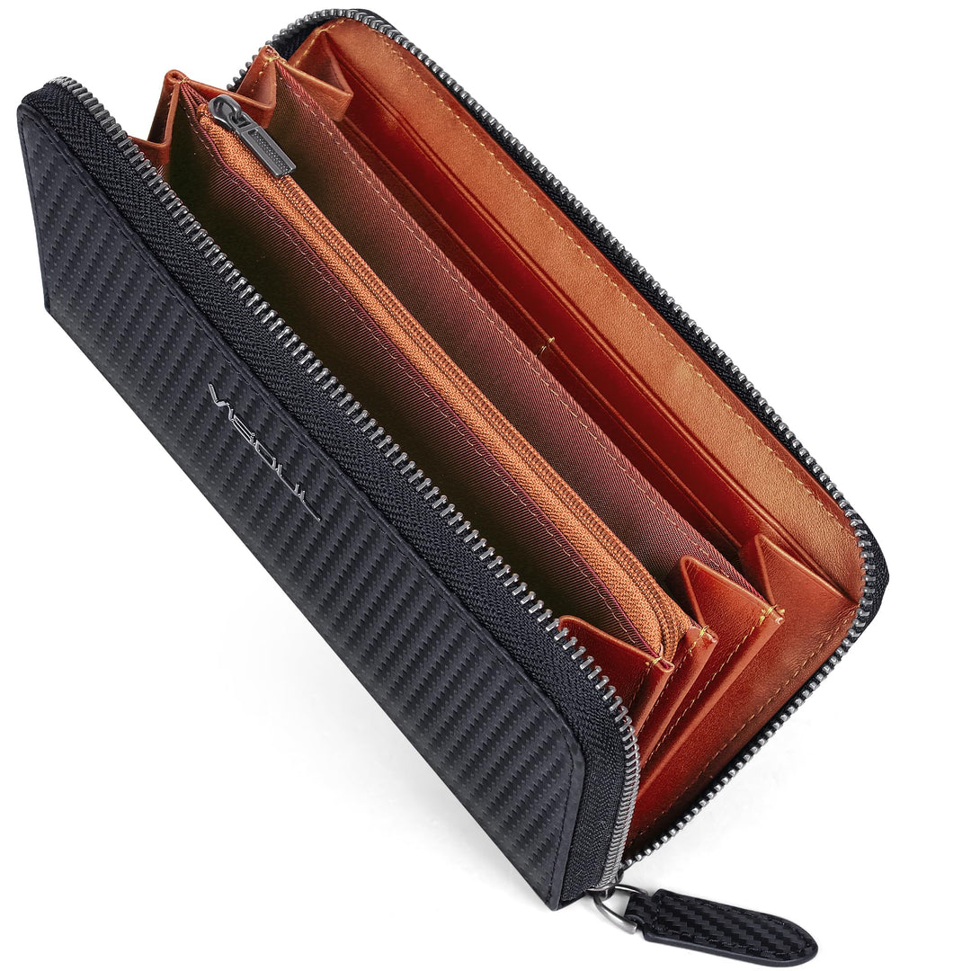 VISOUL Premium Brieftasche Echtleder Italienisches Leder mit RFID Schutz, XL Geldbörse für Herren Da
