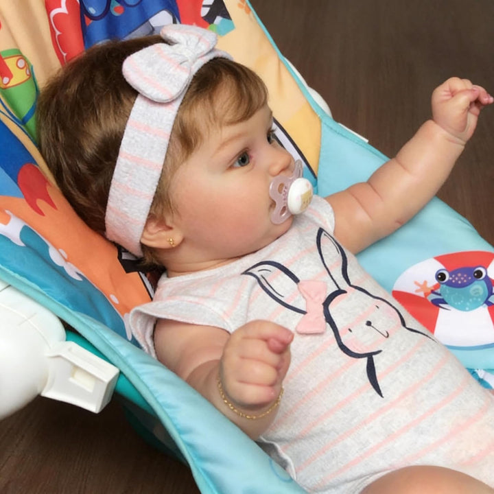 Zero pam Reborn Baby Mädchen Vollsilikon 20 Zoll 50 cm Süss Lächeln Lebensecht Mädchen Augen Auf, Pu