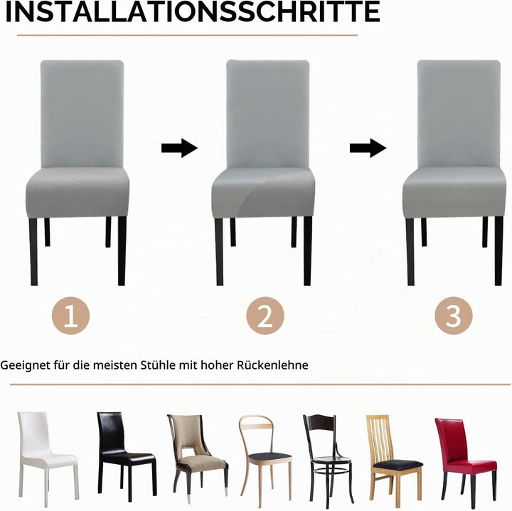 Lydevo Stuhlhussen XL 6er Set Stretch Stuhlhussen Schwingstühle XL für Esszimmerstühle Spandex Unive