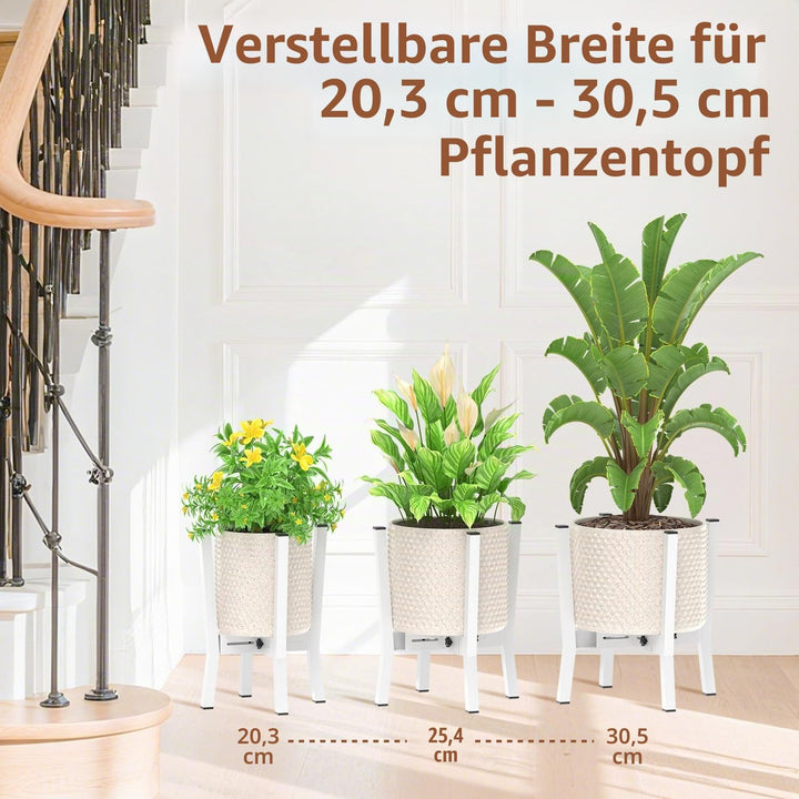 VASZOLA Weiss Verstellbarer Pflanzenständer für Einzelne Grosse Pflanzgefässe im Innen und Aussenber