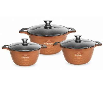 Kochtopf Kasserolle Topf Set 6-tlg m. Deckel Induktion CF-HC03 BRONZE oder SCHWARZ (Bronze - CF HC 0