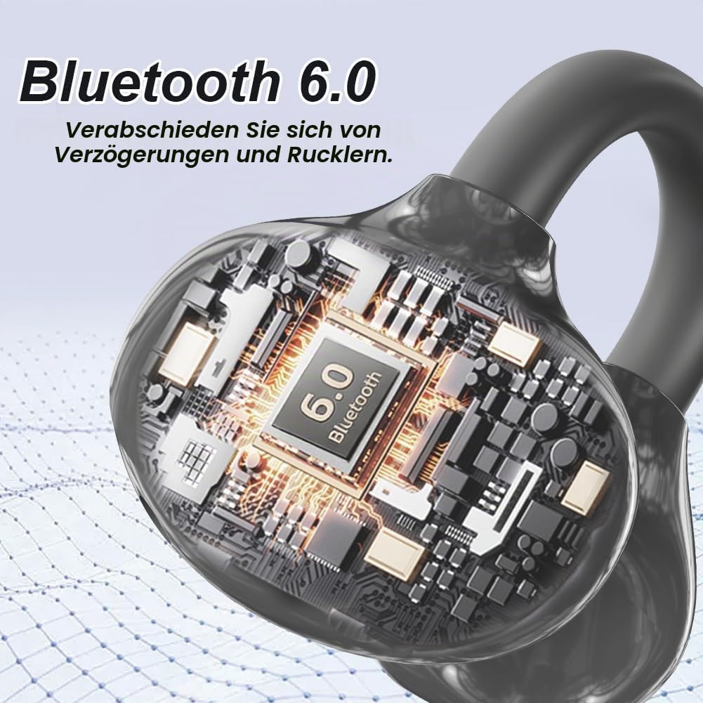 Clip-on Open-Ear Bluetooth-Kopfhörer Wireless,Bluetooth 6.0,60 Stunden Ultra-Lange Akkulaufzeit,Komf