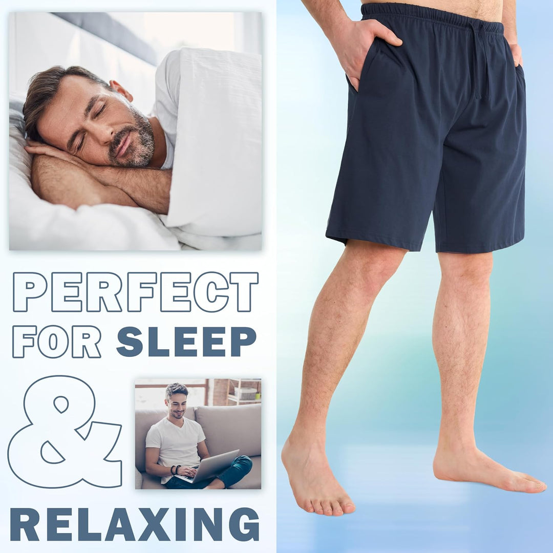 CityComfort Pyjama Shorts Herren, Kurze Schlafanzughose Herren mit Seitentaschen & Elastischem Bund