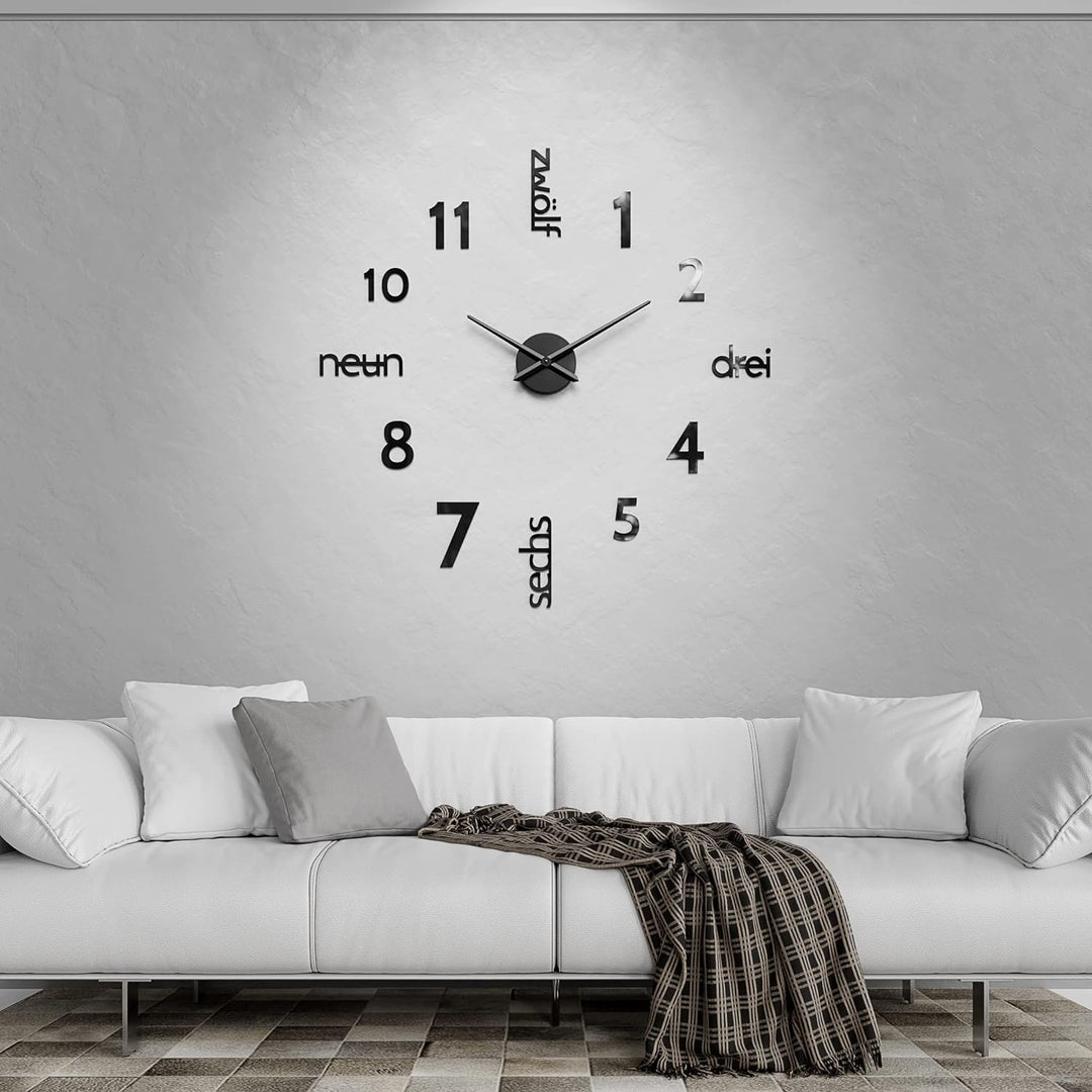 Cander Berlin MNU 0180 S XXL 3D Schwarze Riesen Designer Wanduhr Wohnzimmer Dekoration Wandtatoo mit