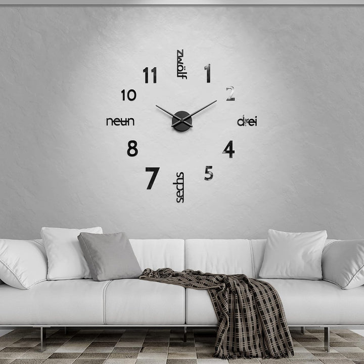 Cander Berlin MNU 0180 S XXL 3D Schwarze Riesen Designer Wanduhr Wohnzimmer Dekoration Wandtatoo mit