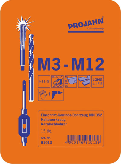 Projahn 91013 Einschnitt Gewindebohrer Satz 15-TLG., Gewindebohrer für Maschinen- und Handgebrauch,