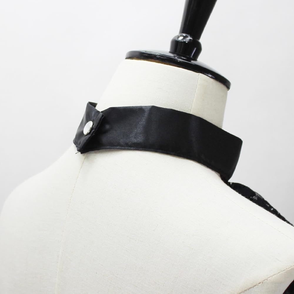 Elegtiskas Detachable Dickey Collar Victorian Lace Jabot Neck Ruff Collar Fake Collar S-M 245black,