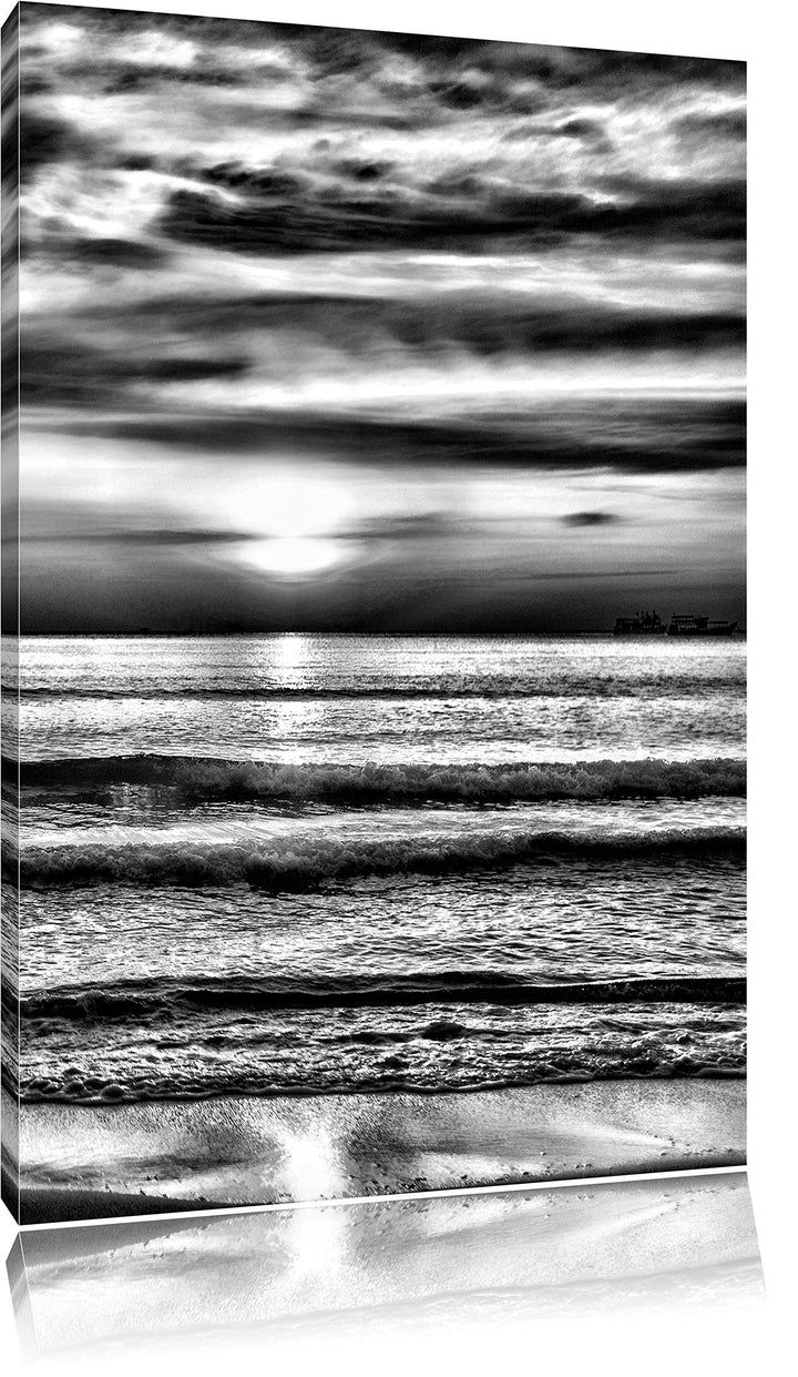 Pixxprint Malibu Beach Sonnenaufgang als Leinwandbild/Grösse: 100x70 cm/Wandbild/Kunstdruck/fertig b