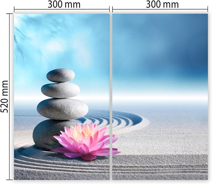 SmartDecoration Herdabdeckplatte Ceranfeldabdeckung aus Glas 2 x 30x52 cm Zweiteilig Motiv "feng shu