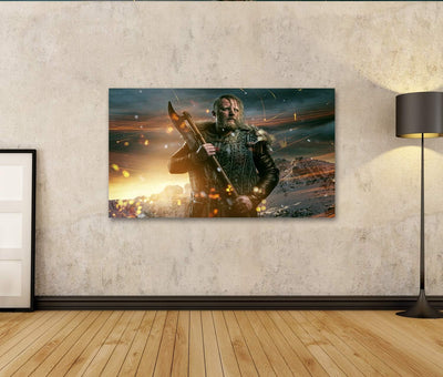 Bild auf Leinwand Wikinger Während des Kampfes Wandbild Poster Kunstdruck Bilder Format: 100x57cm, F