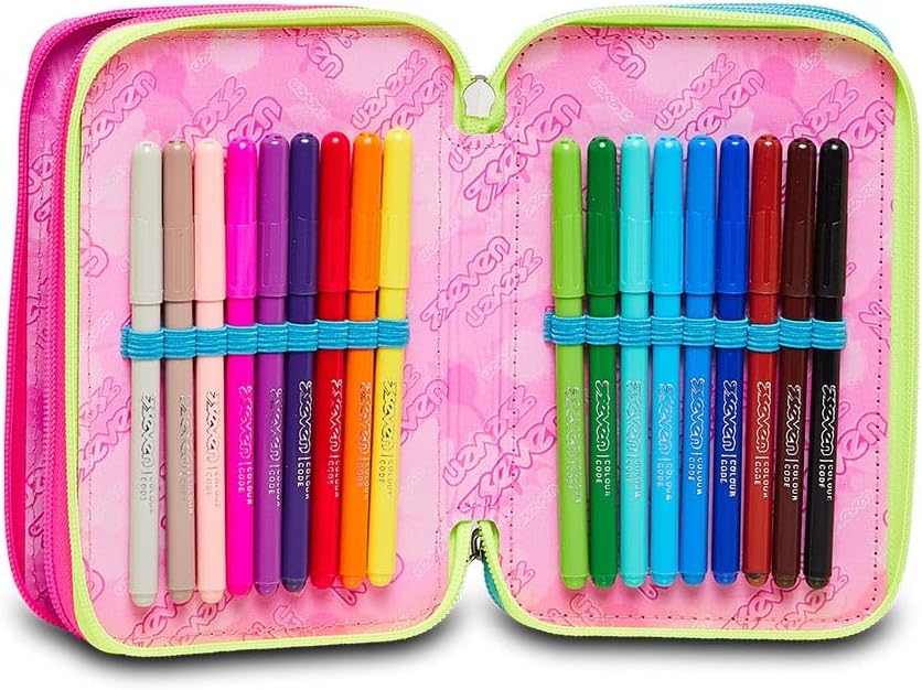 Seven Federmäppchen, Mäppchen, Mehrfarbig, Federtasche für Schreibwaren, Etui komplett mit Bleistift