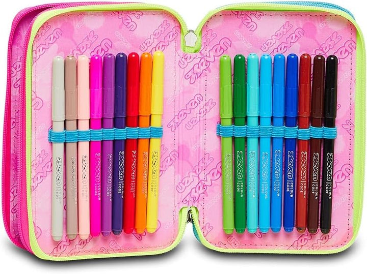 Seven Federmäppchen, Mäppchen, Mehrfarbig, Federtasche für Schreibwaren, Etui komplett mit Bleistift