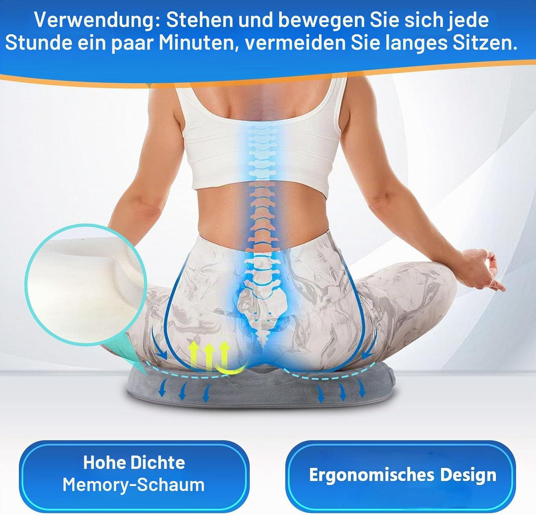 Donut Sitzkissen aus Memory Foam – Ergonomisches Ringkissen für Büro, Auto & Homeoffice – Druckentla