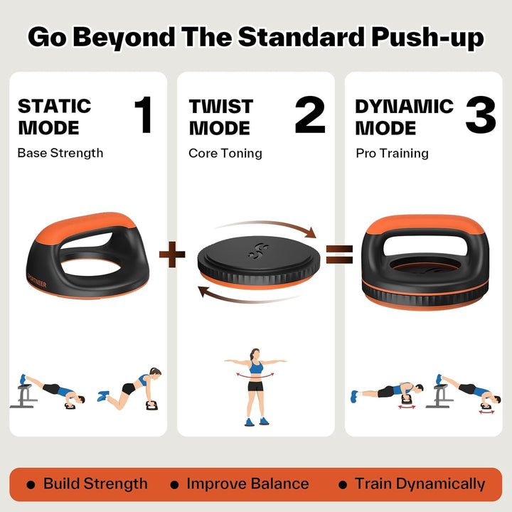 Sportneer Liegestützgriffe Push Up Bars– 360° Liegestütze Ständer mit abnehmbarem Taillentrainer für