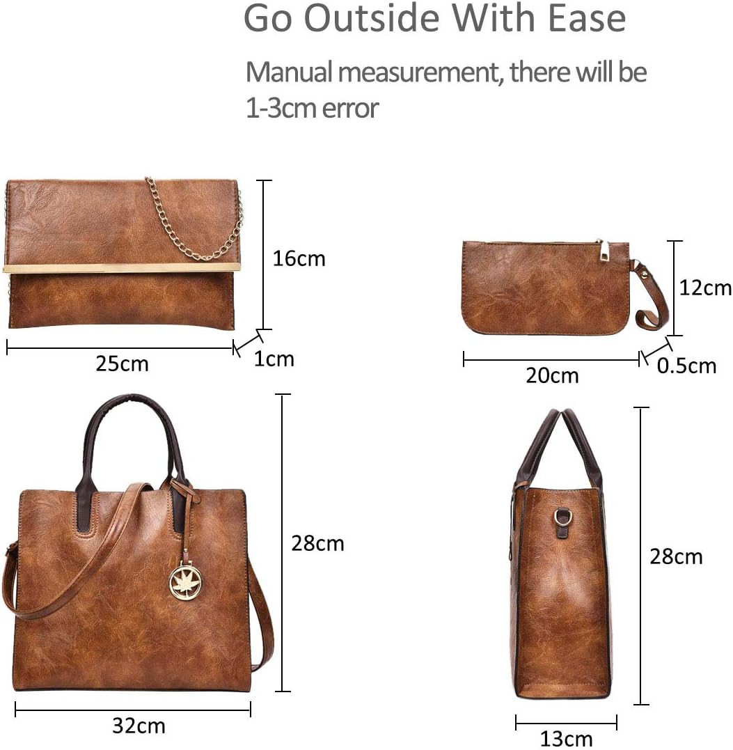 NICOLE & DORIS Damen handtaschen 3 Stück Leder handtasche für Damen aus Leder Totes + Crossbody + Ge