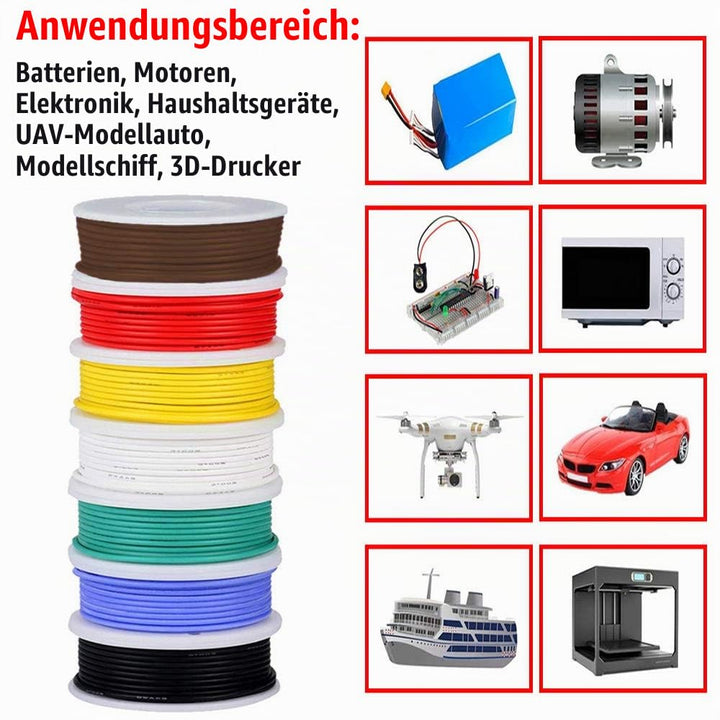 Youmile 24AWG Anschlusskabelset 24 Gauge Silikondraht 300V verzinnter Litzen-Elektrokabel 7 Farbe 10