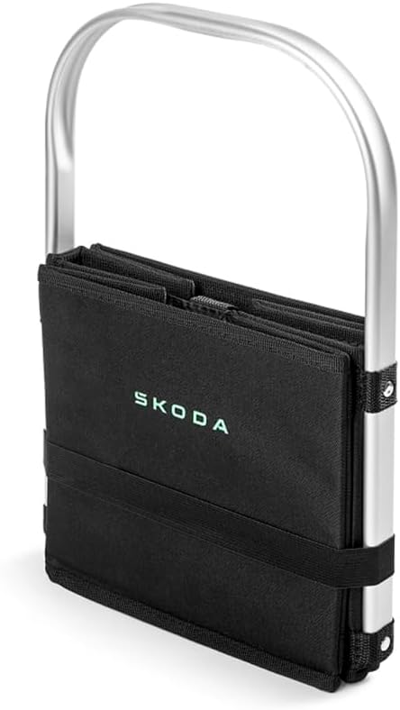 Skoda 6U0087317D Einkaufskorb Tasche Korb Faltbox Kiste, schwarz, mit Schriftzug