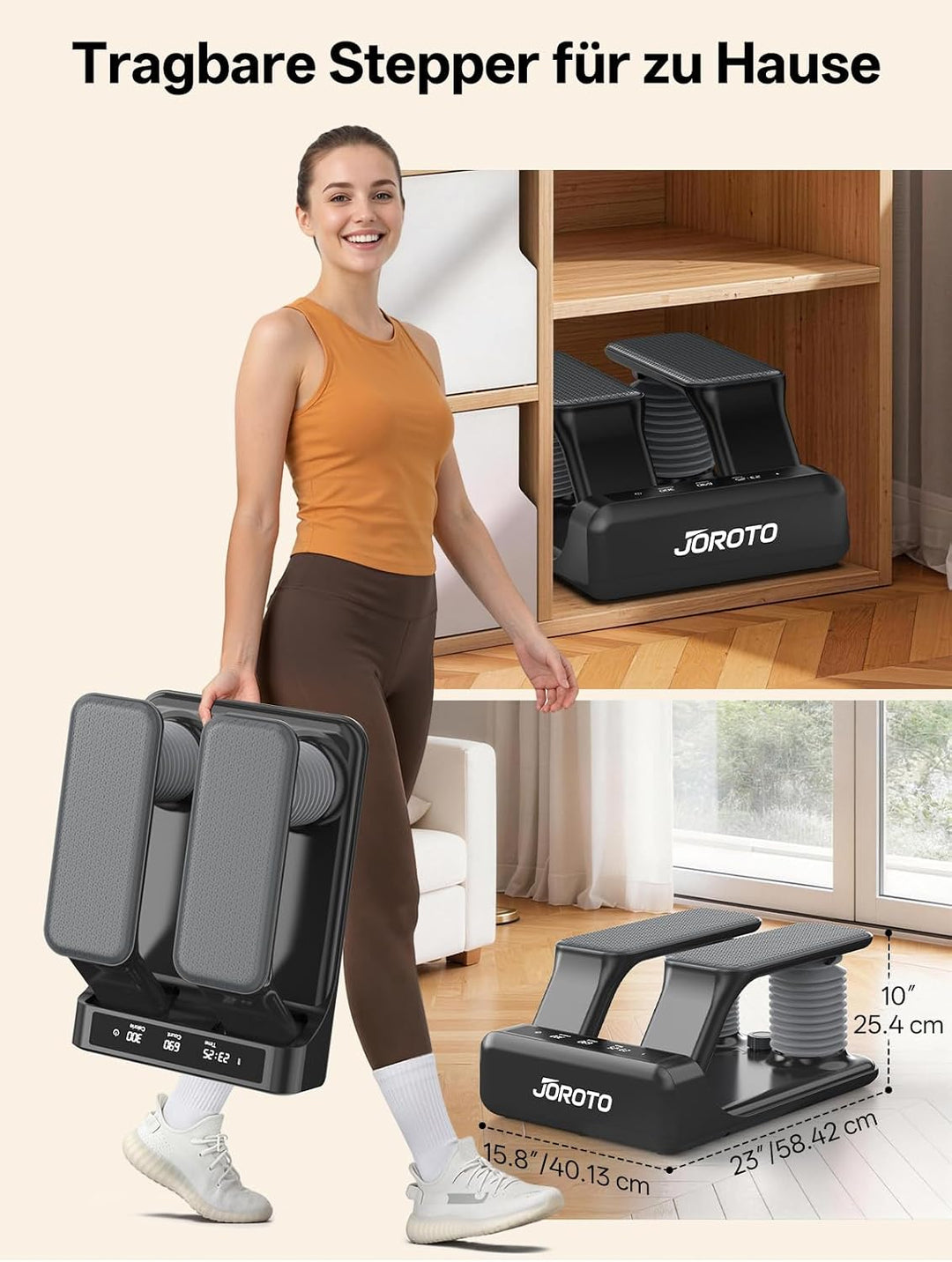 JOROTO Air Resistance Stepper für Zuhause, Mini Stepper mit 5-stufig Einstellbarer Intensität + Bänd